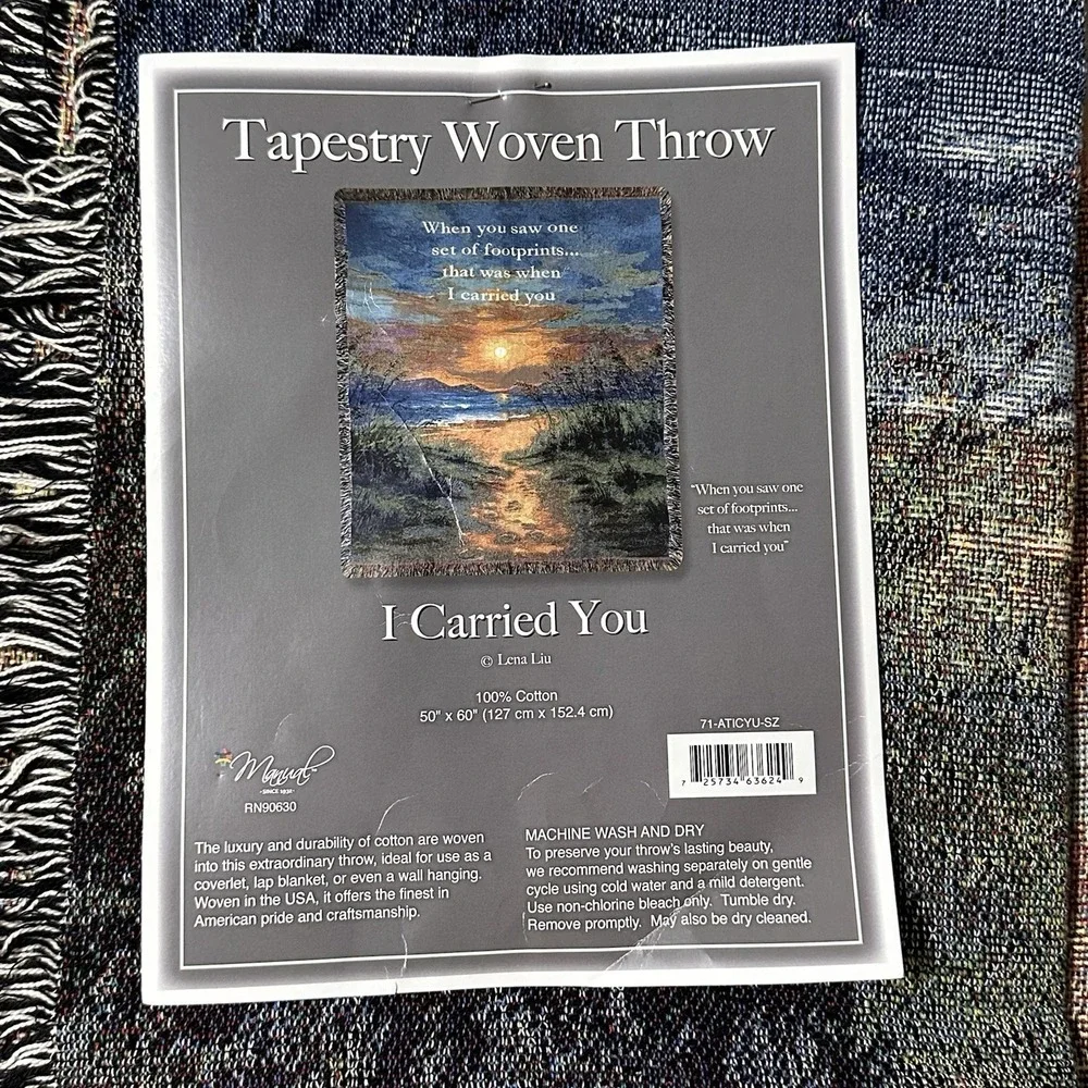 I Carried You Inspirational‎ Throw Blanket Lena Liu 50